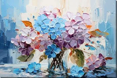 Картина маслом Гортензии в вазе №13