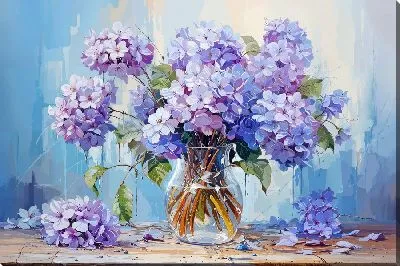 Картина маслом Гортензии в вазе №18