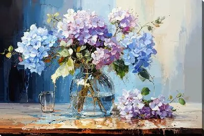 Картина маслом Гортензии в вазе №20