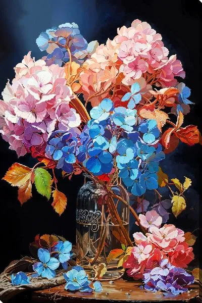 Картина маслом Букет гортензий №34