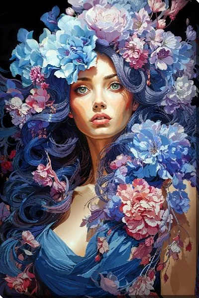 Постер Девушка с гортензиями на голове №21