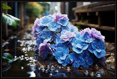 Картина Гортензии с водой
