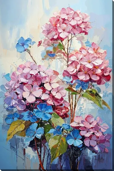 Картина маслом Веточки гортензий №5