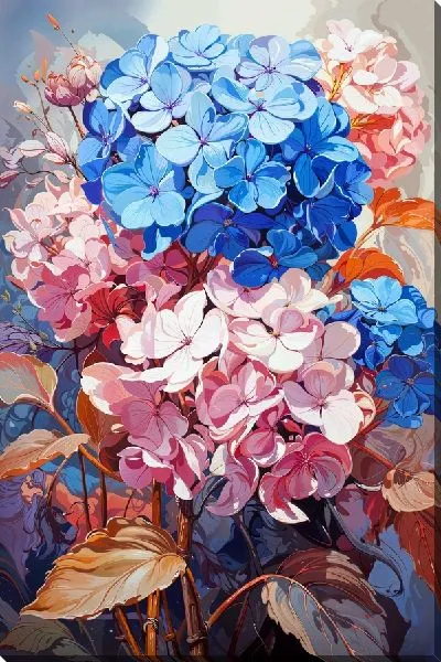 Картина маслом Веточки гортензий №6
