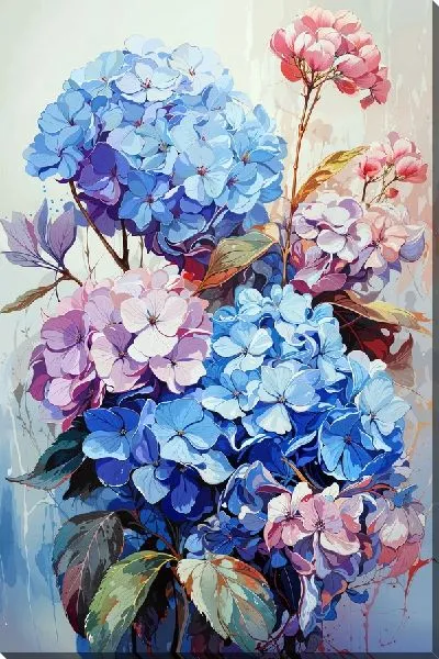 Картина маслом Веточки гортензий №7