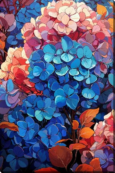 Картина маслом Веточки гортензий №8