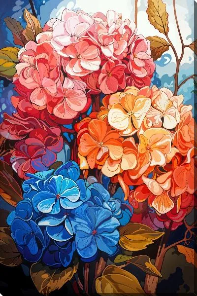 Картина маслом Веточки гортензий №9