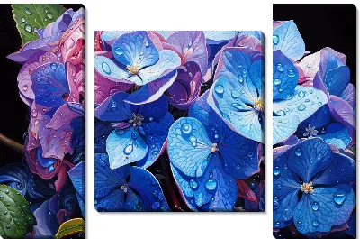 Модульная картина Крупные цветки гортензии №4