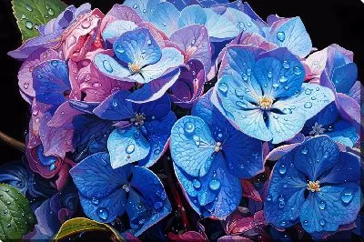 Картина маслом Крупные цветки гортензии №4