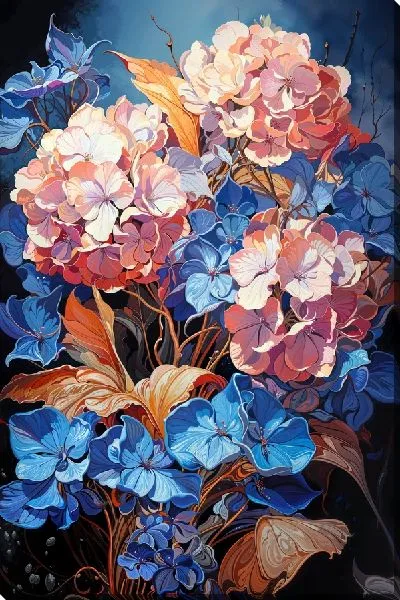 Картина маслом Бутоны гортензий №69