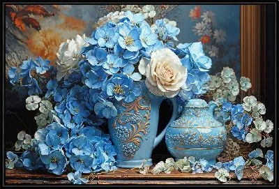 Объёмные гортензии в вазах