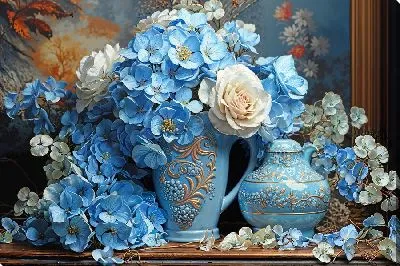 Объёмные гортензии в вазах