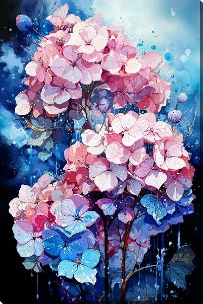 Картина маслом Гортензии №84