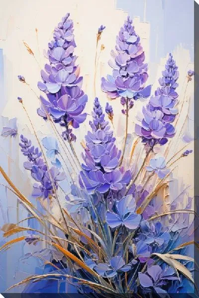 Картина маслом Лаванда на светлом фоне №4