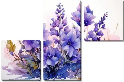 Модульная картина Лаванда в стиле акварельной живописи