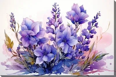 Картина маслом Лаванда в стиле акварельной живописи