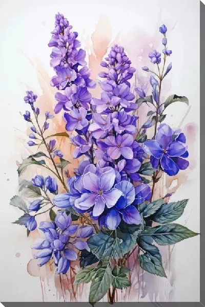 Картина маслом Лаванда в стиле акварельной живописи №3