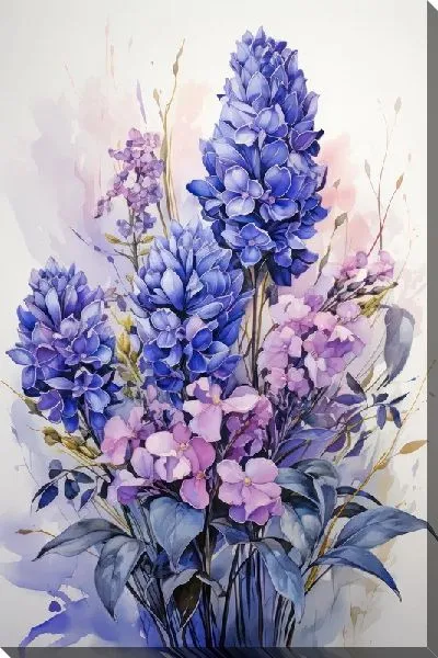 Картина маслом Лаванда в стиле акварельной живописи №4