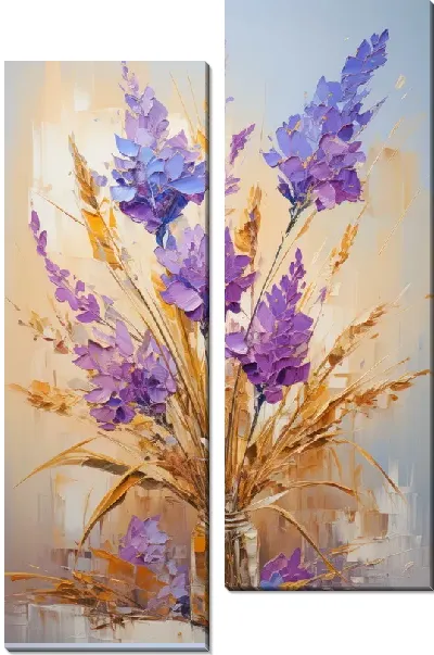 Модульная картина Лаванда в стиле мастихин №4