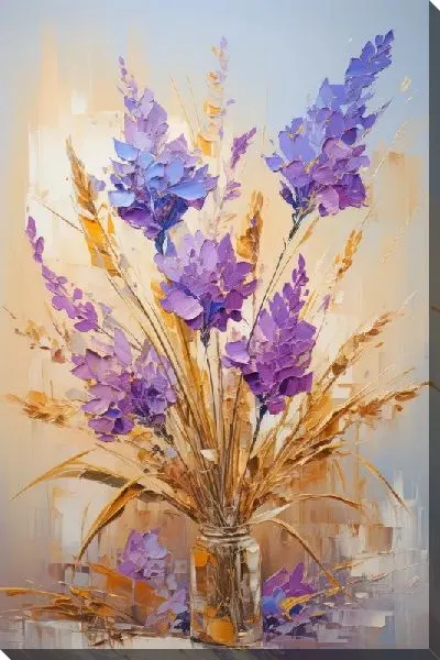 Картина маслом Лаванда в стиле мастихин №4