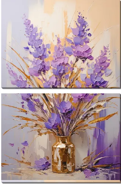 Модульная картина Лаванда в стиле мастихин №5