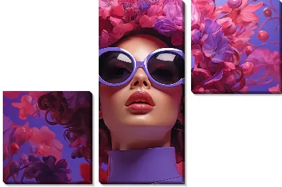 Модульная картина Девушка в лавандовых очках №4