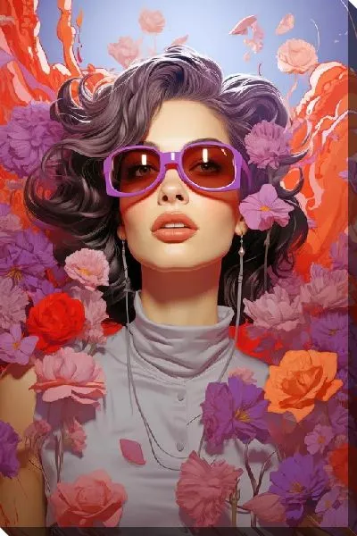 Картина маслом Девушка в лавандовых очках №5