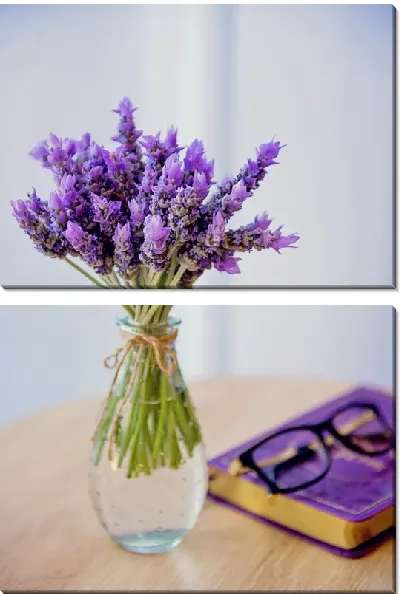 Модульная картина Лаванда на столе с книжкой
