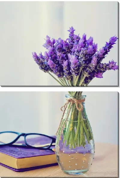 Модульная картина Лаванда на столе с книжкой №2