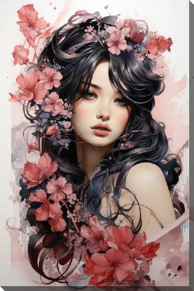 Постер Девушка и сакура №13