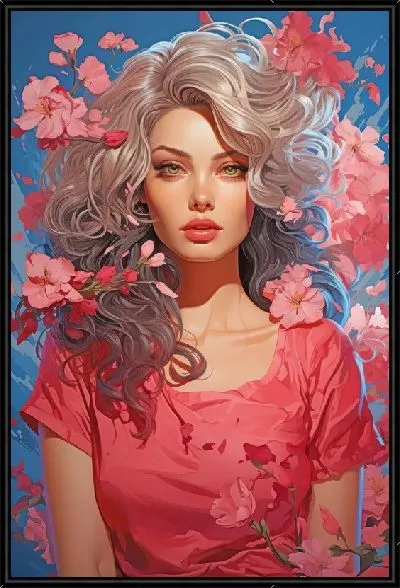 Картина Девушка с цветками сакуры №76