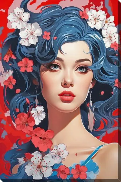 Постер Девушка с цветками сакуры №77