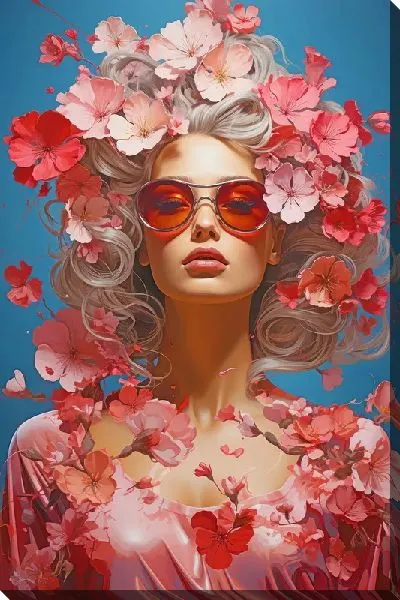 Постер Девушка с цветками сакуры №78