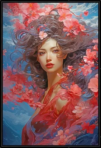 Картина Девушка с цветками сакуры №79