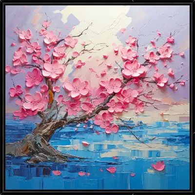 Картина Сакура в стиле мастихин №3