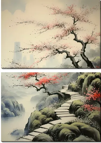 Модульная картина Японская сакура №4