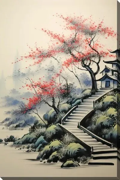 Картина маслом Японская сакура №7