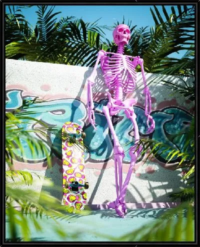 Картина Скелет-скейтбордист