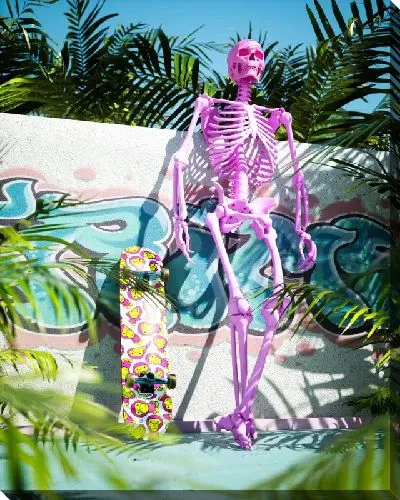 Постер Скелет-скейтбордист