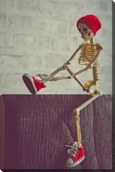 Постер Скелет в красной шапке