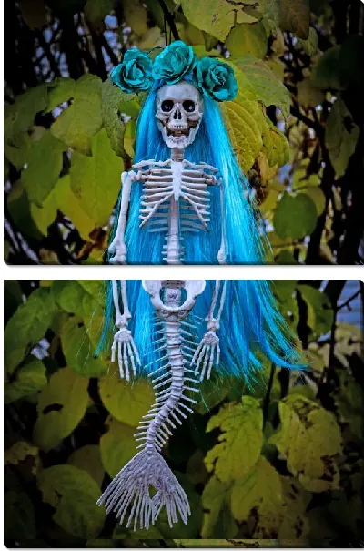 Модульная картина Скелет русалки на Хелоуин