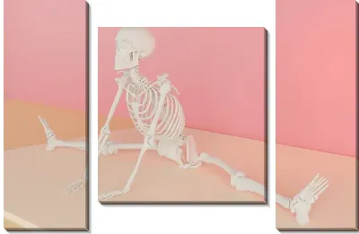 Модульная картина Скелет занимается йогой №2