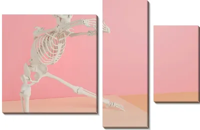 Модульная картина Скелет занимается йогой №3