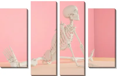 Модульная картина Скелет занимается йогой №4