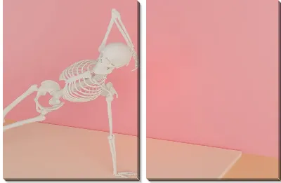 Модульная картина Скелет занимается йогой №5