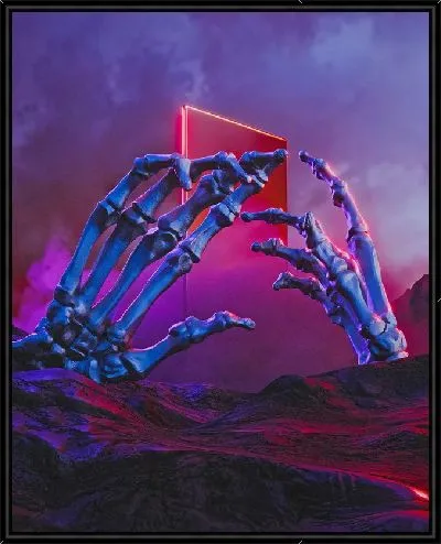 Картина Неоновые руки скелета