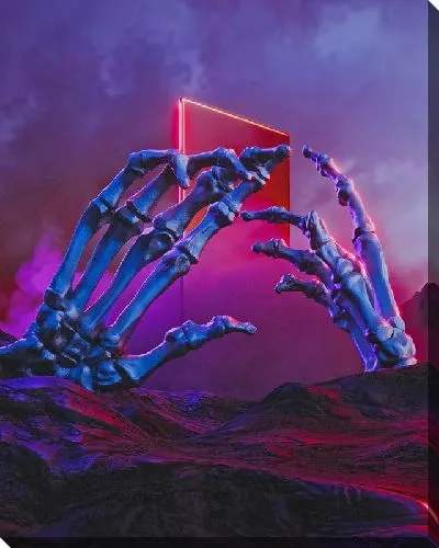 Постер Неоновые руки скелета