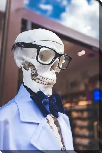 Постер Скелет в очках и костюме