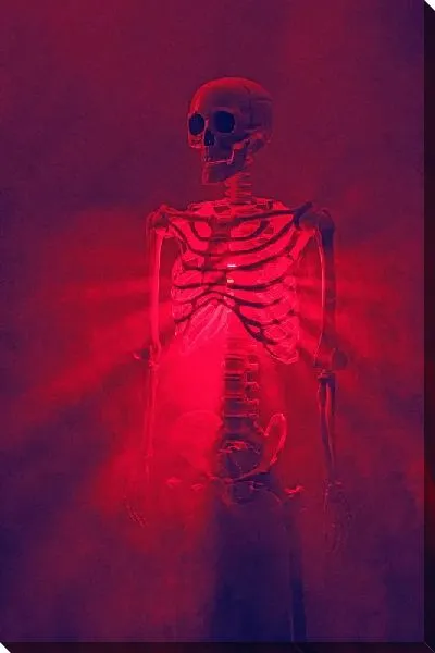 Постер Неоновый красный и скелет