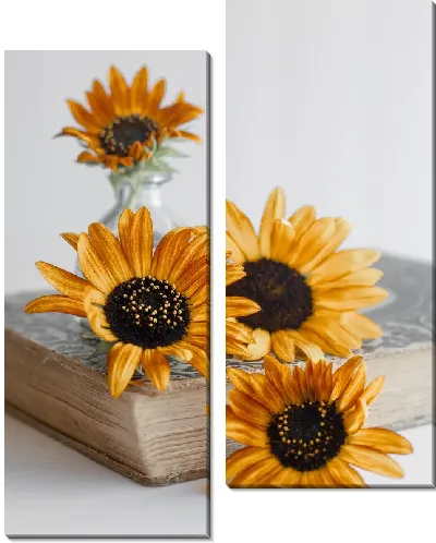 Модульная картина Подсолнухи на книге
